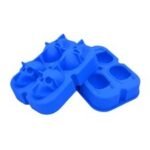 Biradlı GRV-016 Dörtlü Kafatası Silikon Buz Kalıbı, 47x30 mm, Mavi