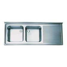 0830754166A025.jpg Öztiryakiler Sağ Damlalıklı Çift Gözlü Tablalı Evye, 160x60 cm, 40x40x25 cm - Görsel 1