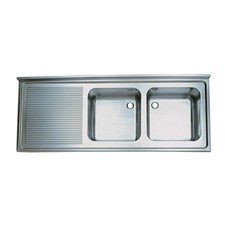 0830754186E021.jpg Öztiryakiler Sol Damlalıklı Çift Gözlü Tablalı Evye, 180x60 cm, 50x40x25 cm - Görsel 1