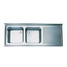 0830754197C025.jpg Öztiryakiler Sağ Damlalıklı Çift Gözlü Tablalı Evye, 190x70 cm, 50x50x30 cm - Görsel 1