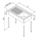 Öztiryakiler 3 Perdeli Evyeli Demonte Tezgah, Sol, 1G/1D, 100x60 cm