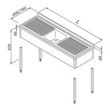 0837754126A513.jpg Öztiryakiler 3 Perdeli Evyeli Tezgah, 1 Gözlü 2 Damlalıklı, 120x60 cm - Görsel 1
