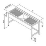 Öztiryakiler 3 Perdeli Evyeli Tezgah, Sol, 1G/1D, 120x60 cm, 32 kg