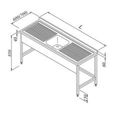 0837758147C513.jpg Öztiryakiler 3 Perdeli Evyeli Tezgah, 1G/2D, 140x70 cm - Görsel 1