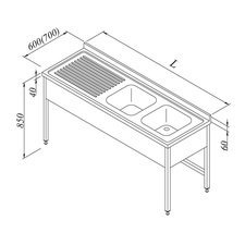 0837758166A521.jpg Öztiryakiler 3 Perdeli Evyeli Tezgah, Sol, 2G/1D, 160x60 cm, 15 kg - Görsel 1