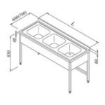 Öztiryakiler 3 Perdeli 3 Gözlü Evyeli Tezgah, 160x60 cm
