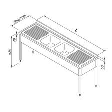 0837758186E523.jpg Öztiryakiler 3 Perdeli Evyeli Tezgah, 2G/2D, 180x60 cm - Görsel 1