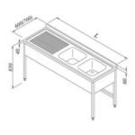 Öztiryakiler 2G/1D Evyeli Tezgah, Sol, 3 Perdeli, 180x70 cm