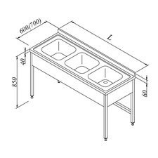 0837758196E535.jpg Öztiryakiler 3 Gözlü 3 Perdeli Evyeli Tezgah, 190x60 cm - Görsel 1