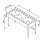 Öztiryakiler 3 Gözlü 3 Perdeli Evyeli Tezgah, 190x70 cm