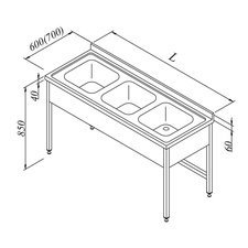 0837758197C535.jpg Öztiryakiler 3 Gözlü 3 Perdeli Evyeli Tezgah, 190x70 cm - Görsel 1