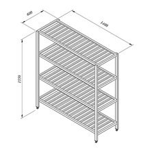 08378971406014.jpg Öztiryakiler İstif Rafı, 4 Izgara Tabla, 140x60 cm - Görsel 1