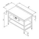 Öztiryakiler Ara Raflı Tek Çekmeceli Sırtlı Çalışma Tezgahı, 140x70 cm