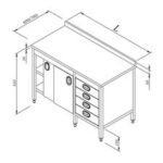 Öztiryakiler Dolaplı Ara Raflı Çekmeceli Çalışma Tezgahı, 190x70 cm