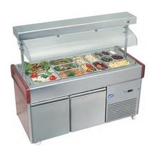 083791215070W0.jpg Öztiryakiler OSBA 15070 Asansörlü Buzdolaplı Saladbar, 157x72 cm, Ceviz - Görsel 1