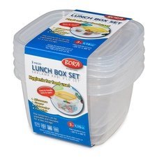 085BO532.jpg Bora Plastik Kare Saklama Kabı, 3'lü , 1150 ml - Görsel 1