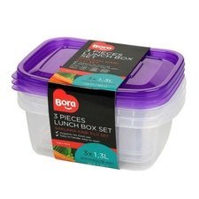 085BO536.jpg Bora Plastik Oval Saklama Kabı, 3'lü, 1300 ml - Görsel 1