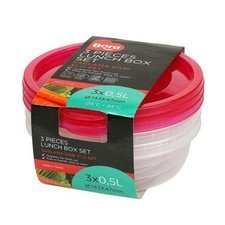 085BO549.jpg Bora Plastik Saklama Kabı, Yuvarlak, 3'lü Set, 500 ml - Görsel 1