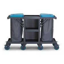 099PROCART252.jpg Fantom Procart 252 3 Katlı Servis Arabası, 2 Adet Brandalı Çöp Kovası - Görsel 1