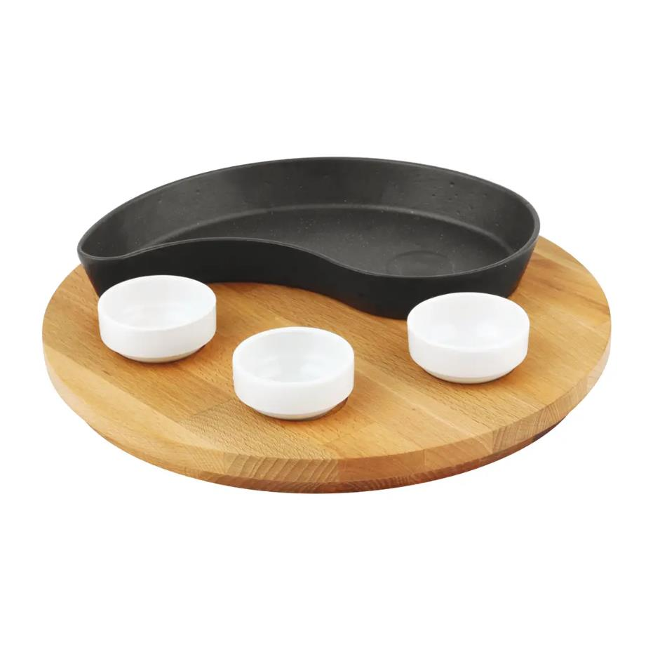 111LVECOFTD1020K4.png Lava Döküm Damla Formlu Yingyang Fajita Tabağı Kayın Servis Ahşabı 10x20 cm - Görsel 1