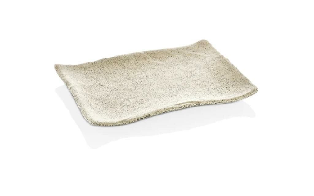 115KUL30034WG.jpeg Külsan Thermoset Granit Efektli Dikdörtgen Servis Tabağı 34x23.6 cm, Beyaz - Görsel 1