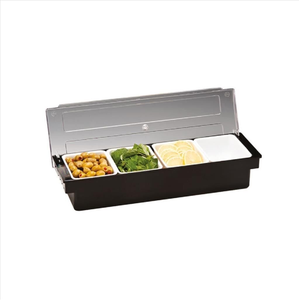 123ALKZCP304S.jpeg Zicco Kapaklı Polikarbon Bar Konteyner, 4'lü, 50x16x9.5 cm, Siyah - Görsel 1