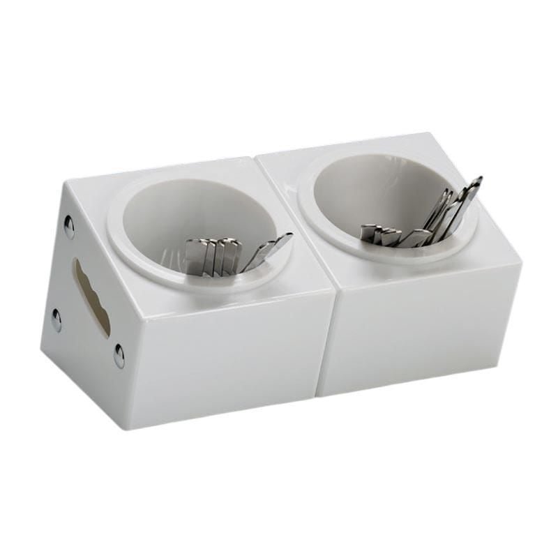 123ALKZCP341B.jpeg Zicco ZCP-341 Polikarbon Çatal Kaşık Standı, 2 Gözlü, 33x18x18 cm, Beyaz - Görsel 1