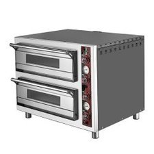 151PF52D.jpg SilverInox PF-52 D 25 cm x 8 Adet Pizza Kapasiteli Çift Katlı Pizza Fırını, Elektrikli - Görsel 1