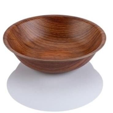 177EVE10171.jpeg Evelin Ahşap Görünümlü Trend Yuvarlak Kase 20.7x20.7x5.5 cm - Görsel 1