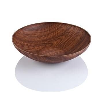 177EVE10252.jpeg Evelin Ahşap Görünümlü Venedik Yuvarlak Kase 40x40x8 cm - Görsel 1