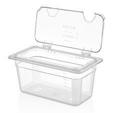 23401GNPLM13RN.jpg GastroPlast GN 1/3 Polikarbon Opsiyonel Açık Köşeli Menteşeli Gastronorm Küvet Kapak - Görsel 1