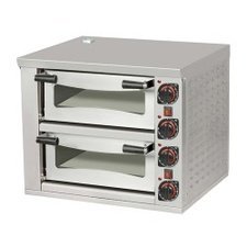 497FPZ01E210402U50.jpg Omake FPZ01.E21 39 cm x 2 Adet Kapasiteli Çift Katlı Pizza Fırını, 40x40 cm, Elektrikli - Görsel 1