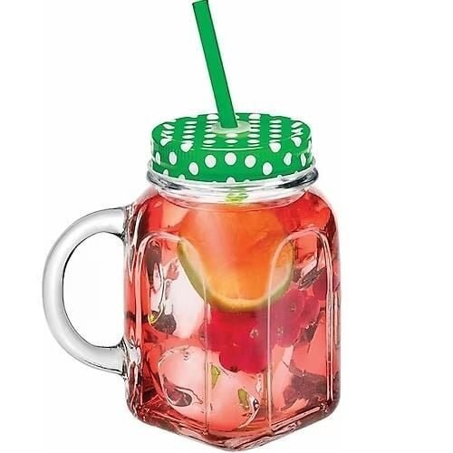 PKT-10080388Y.jpeg Paşabahçe 80388 Metal Yeşil Kapaklı Kulplu Bardak 450 cc 2'li - Görsel 1