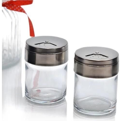 PKT-43880.jpeg Paşabahçe Basic 43880 Metal Kapaklı Tuzluk - Biberlik 2'li - Görsel 1