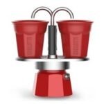 Bialetti Mini Express Moka Pot, 2 Cup + 2 Espresso Fincanı, Kırmızı